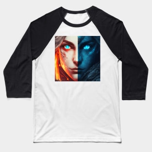 Viking Female Clash of Fire and Ice Baseball T-Shirt